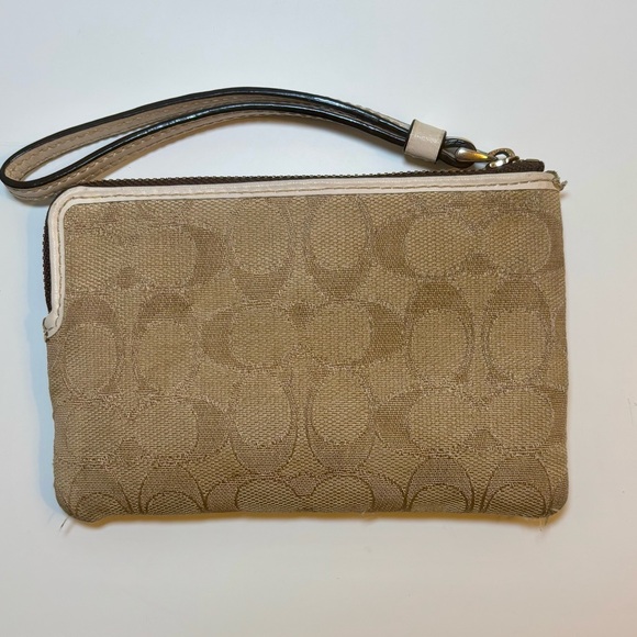 Coach Beige Signature Wristlet - Picture 2 of 3